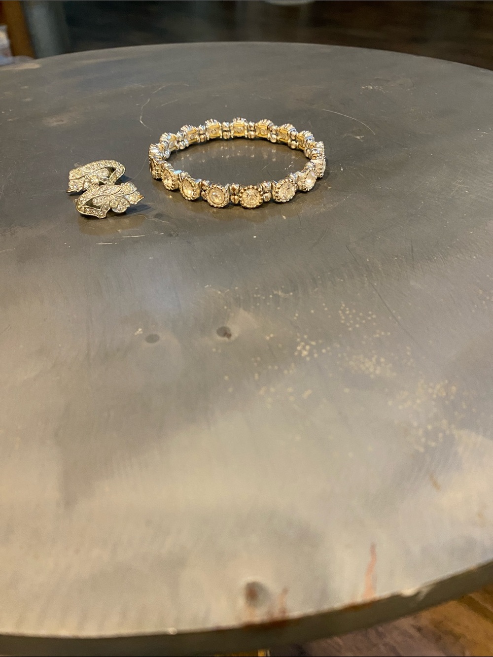 Vintage rhinestone bracelet and shoe clips